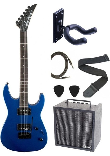 JS11 Dinky 2-Point Tremolo Amaranth Klavye Metallic Blue Elektro Gitar Set