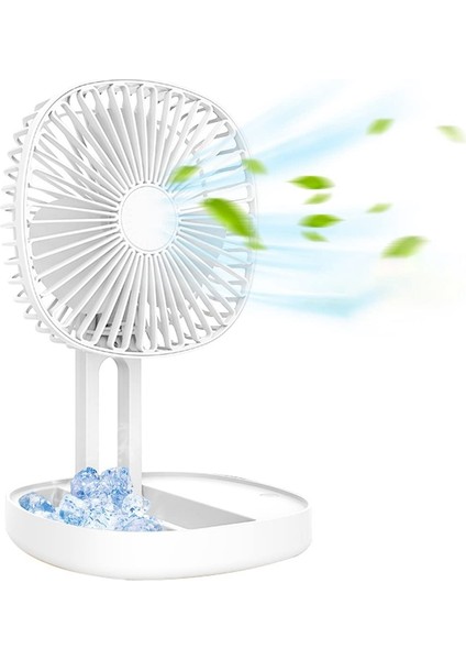 Elektrikli Taşınabilir Masa Fanı Pille Çalışan Fan Katlanır Fan Beyaz (Yurt Dışından)