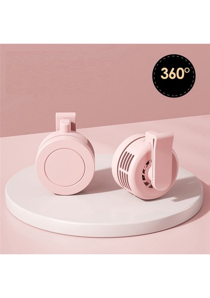 Yapraksız Klipsli Fan Boyun Bel Fanı Hava Soğutma USB 3 Hız Fan-Pembe (Yurt Dışından)