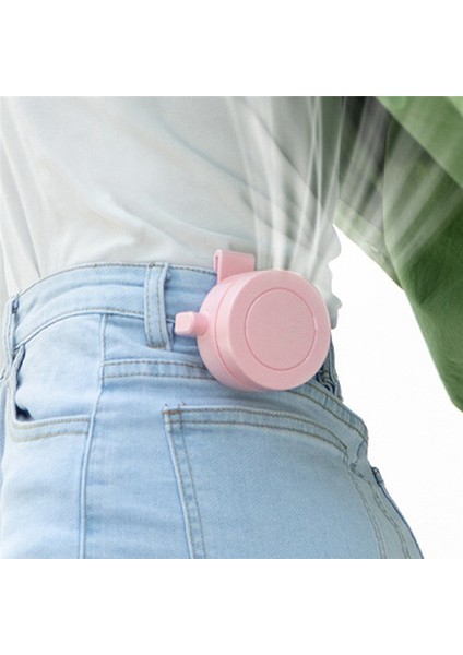 Yapraksız Klipsli Fan Boyun Bel Fanı Hava Soğutma USB 3 Hız Fan-Pembe (Yurt Dışından)