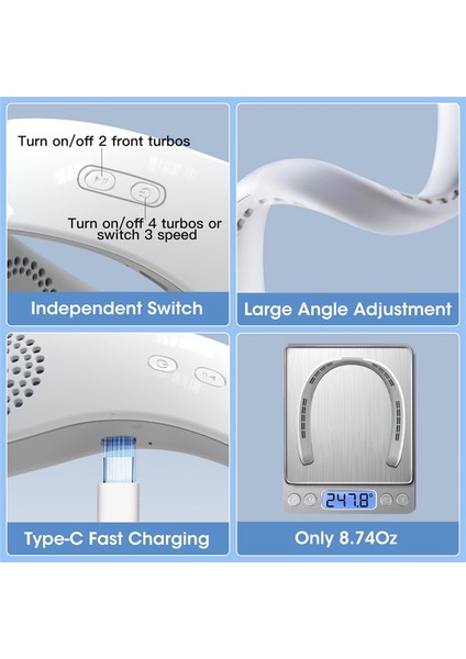 Boyun Fanı, 4000MAH Taşınabilir Boyun Fanı 360° Kanatsız Soğutma Yeşil (Yurt Dışından) indirimleri