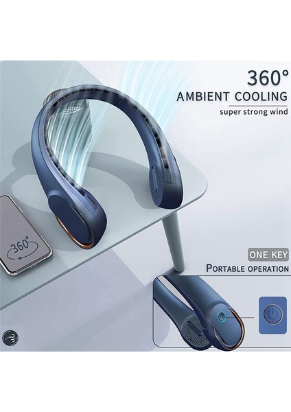 Boyun Fanı, USB Şarj Edilebilir Kişisel Fan, 3 Hız, Ultra Sessiz Beyaz (Yurt Dışından)