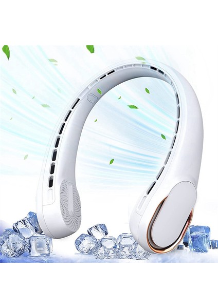 Boyun Fanı, USB Şarj Edilebilir Kişisel Fan, 3 Hız, Ultra Sessiz Beyaz (Yurt Dışından)