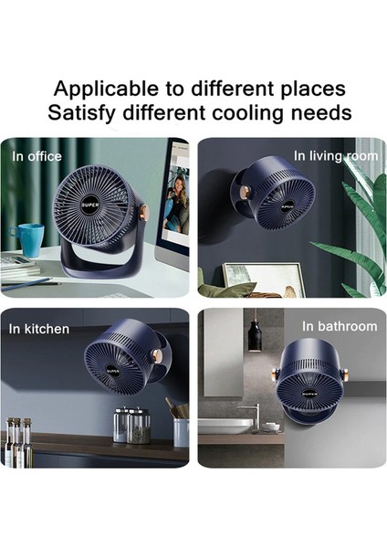 Ev Masası USB Şarj Edilebilir Sirkülasyon Elektrikli Fan 2400MAH B (Yurt Dışından)