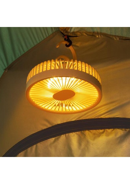 LED Fenerli Kamp Fanı, 4000MAH Dış Mekan Küçük Çadır Fanı, Gri (Yurt Dışından)