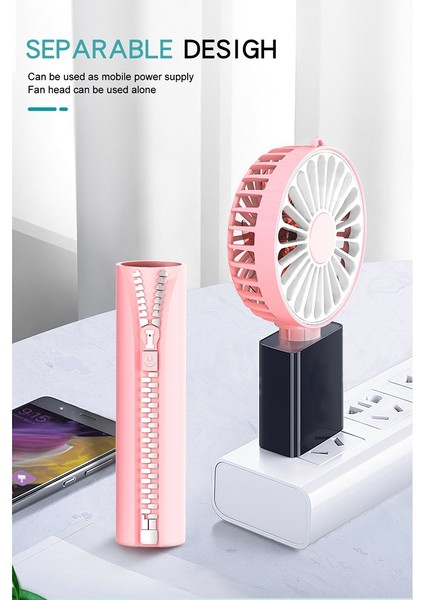 El Tipi USB Şarj Edilebilir Fan Için Braketli Taşınabilir Fan - Pembe (Yurt Dışından)