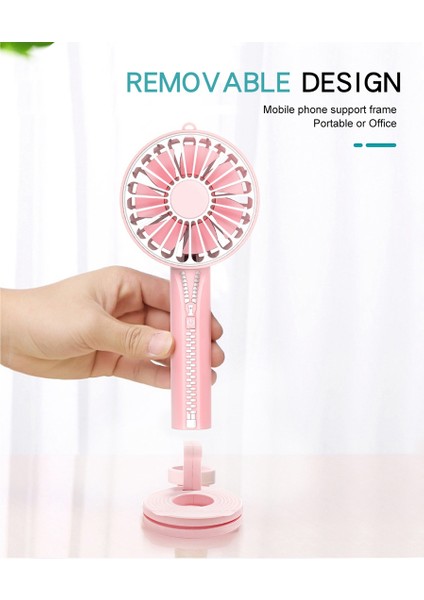 El Tipi USB Şarj Edilebilir Fan Için Braketli Taşınabilir Fan - Pembe (Yurt Dışından)