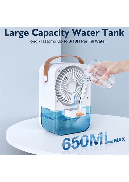 Portatif Hava Soğutucu, Güçlü 4 Vitesli, Sessiz, 650 ml Su Deposu (Yurt Dışından)