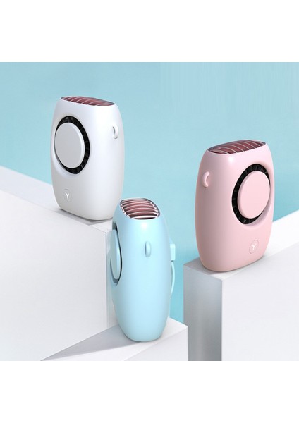 USB Mini Soğutma Asma Boyun Fanı Seyahat Için Tembel Spor Fanı - Mavi (Yurt Dışından)