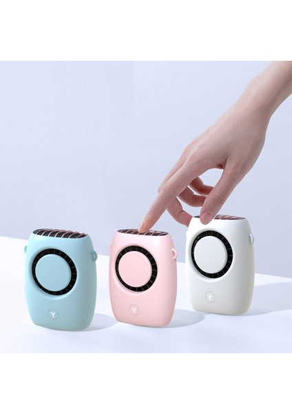 USB Mini Soğutma Asma Boyun Fanı Seyahat Için Tembel Spor Fanı - Mavi (Yurt Dışından)