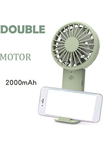 Elde Taşınabilir USB Şarj Çift Motorlu Küçük Fan Mini Taşınabilir Braket A (Yurt Dışından)
