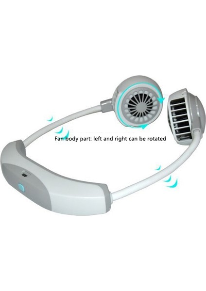 USB Yapraksız Asma Fanlar Taşınabilir 2000MAH Şarjlı LED Fan (Gri) (Yurt Dışından)