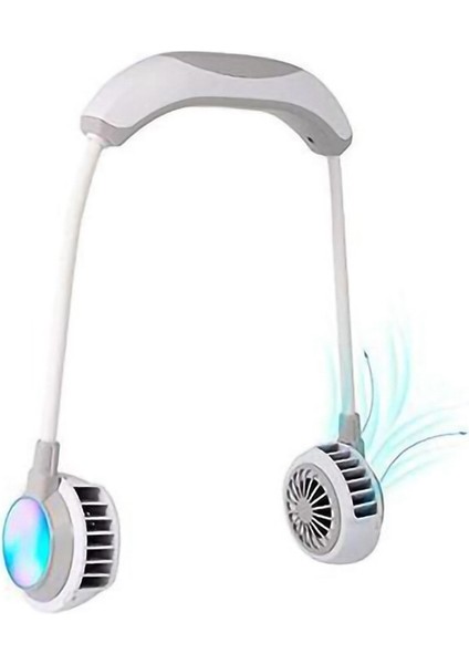 USB Yapraksız Asma Fanlar Taşınabilir 2000MAH Şarjlı LED Fan (Gri) (Yurt Dışından)