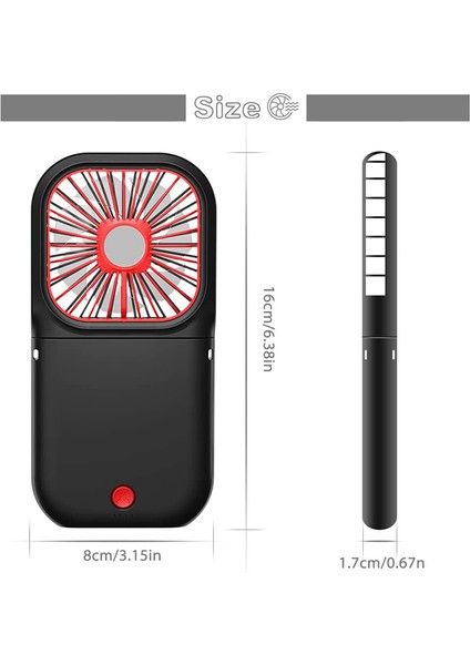 Katlanabilir Şarj Edilebilir El Tipi Küçük USB Boyun Fanı Sessiz (Siyah) (Yurt Dışından)