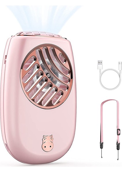 Ev Dış Mekan Seyahati Için El Fanı Şarj Edilebilir Boyun Fanı Pembe (Yurt Dışından)