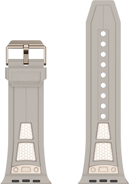 Apple Watch 4/5/6/se 44MM Uyumlu Hava Alabilen Delikli Metal Süslemeli Desenli Silikon Kordon
