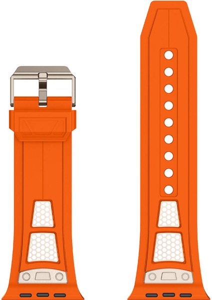 Apple Watch 4/5/6/se 44MM Uyumlu Hava Alabilen Delikli Metal Süslemeli Desenli Silikon Kordon fiyatları