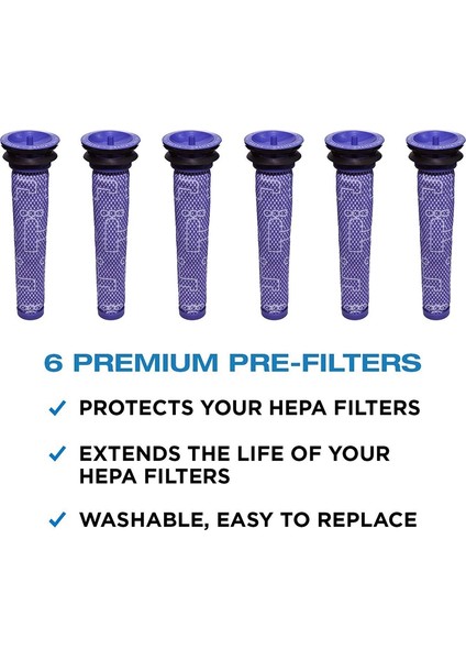 V6, V7, , DC58, DC59, DC61, DC62, Hayvan, Yıkanabilir Ön Filtre Parçası ile Uyumlu 6 Premium Vakum Ön Filtresi (Yurt Dışından) fiyatları