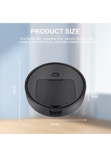 Otomatik Robot Temizleyici 3 In 1 Akıllı Süpürge Robotlu Süpürge Tembel Ev Temizlik Kablosuz Robot, Siyah B (Yurt Dışından)
