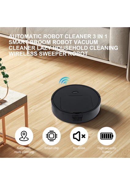 Otomatik Robot Temizleyici 3 In 1 Akıllı Süpürge Robotlu Süpürge Tembel Ev Temizlik Kablosuz Robot, Siyah B (Yurt Dışından)