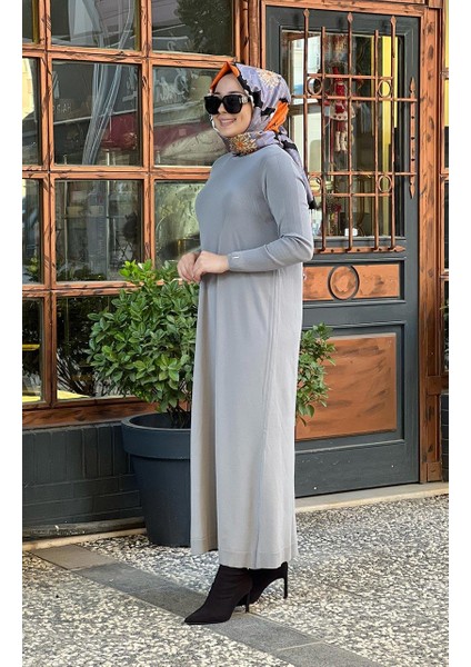 Triko Elbise 6931 Gri modelleri