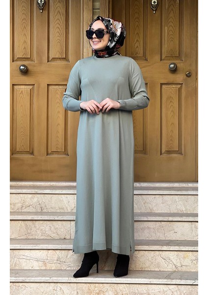 Triko Elbise 6931 Küf Rengi fırsatları