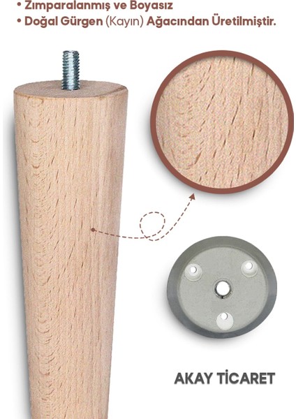 Sehpa Ayağı 50 cm Konik Ayak