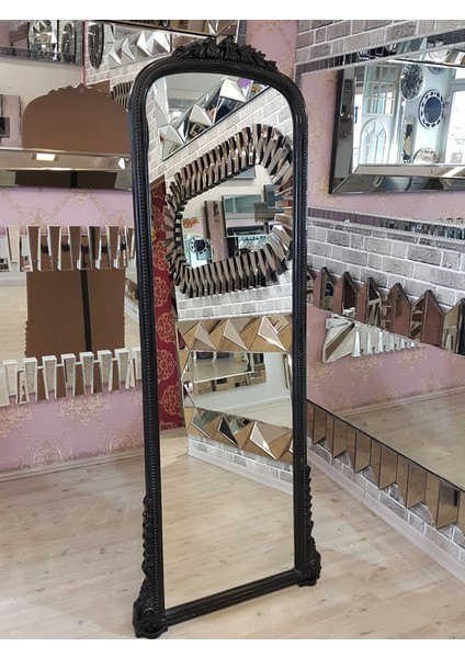 Matmazel Black Model Siyah Renk Dekoratif Ayaklı Boy Aynası