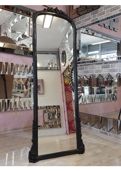 Matmazel Black Model Siyah Renk Dekoratif Ayaklı Boy Aynası