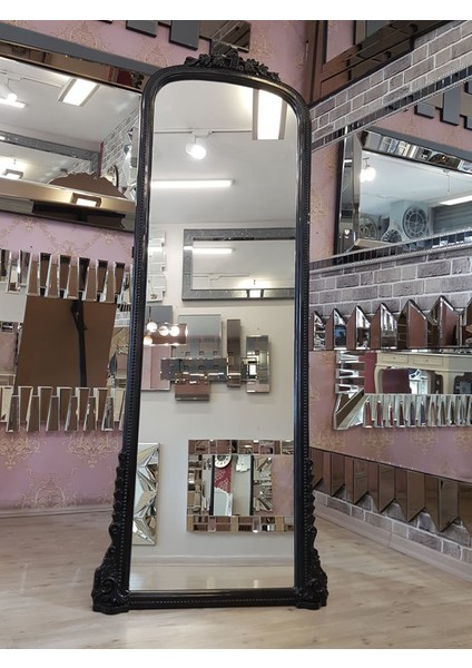 Matmazel Black Model Siyah Renk Dekoratif Ayaklı Boy Aynası
