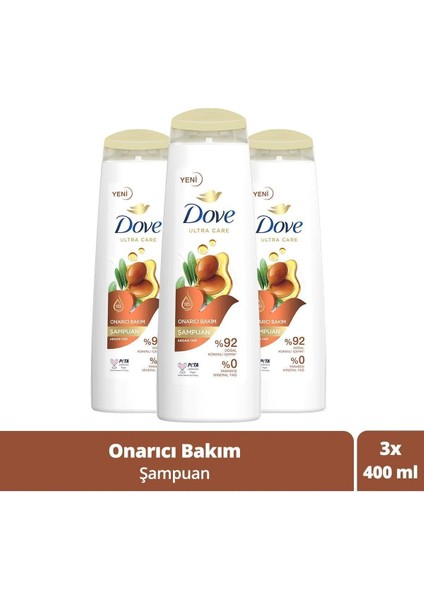 Ultra Care Saç Bakım Şampuanı Onarıcı Bakım Argan Yağı 400 ml X3 Adet
