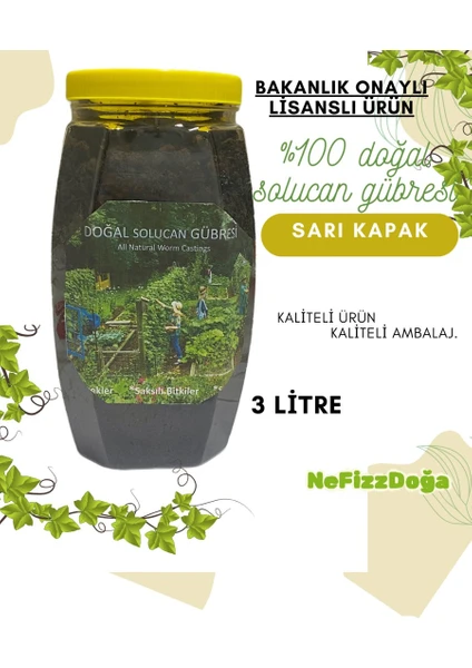 NeFizz Doğa Doğal Solucan Gübresi (Sarı Kapak)-3 Litre (Lisanslı)