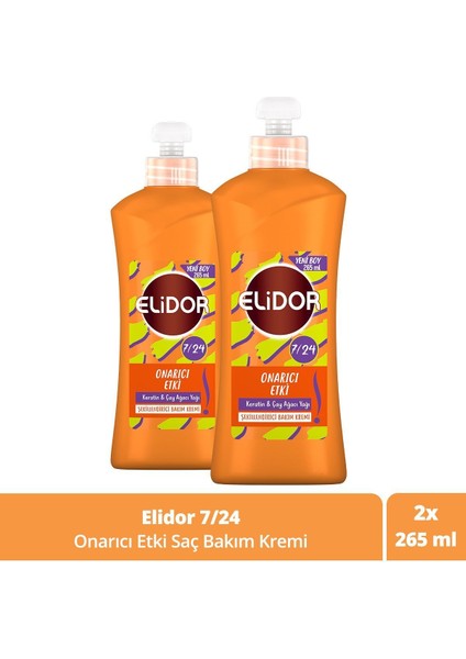 7/24 Şekillendirici Saç Bakım Kremi Onarıcı Etki Keratin & Çay Ağacı Yağı 265 ml X2 Adet