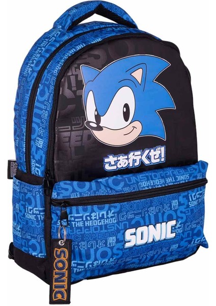 Sonic The Hedgehog Yazı Desenli Okul Çantası 2562