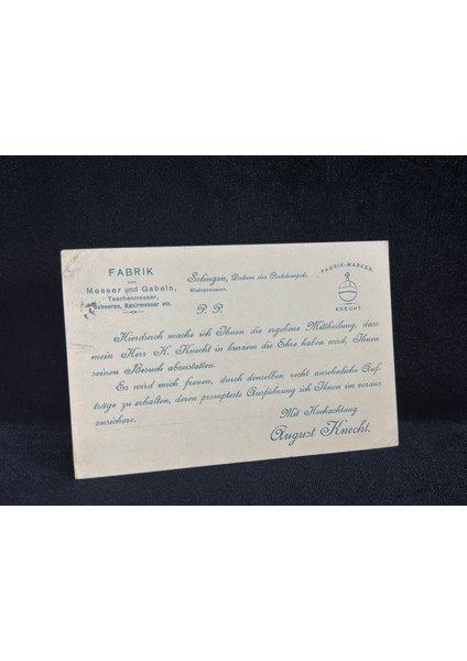 1902 Yılından Firma Knecht Solingen Ait Postakartı Isviçre Helvetia 2 Frank Pullu Varış Damgalı