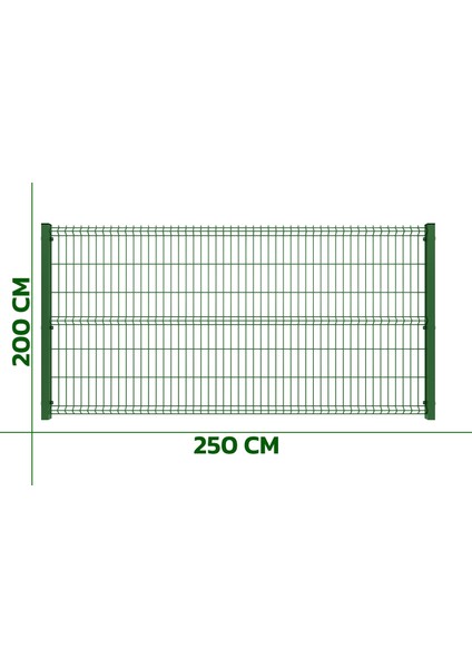 Konak Tel Çit Sistemleri 8 Adet 200X250 cm Çit Teli - 8 Adet Panel Çit Direği 200CM Takım Antrasit-Yeşil