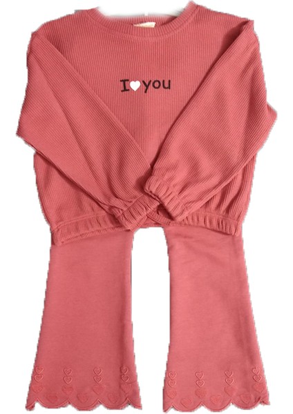 Aurabebek Bisiklet Yakalı Pembe Renk Kız Çocuk 2'li Takım