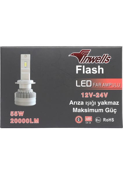 Inwells Yeni Flash Csp LED Xenon (Zenon) H15 20,000 Lümen Arıza Işığı Yakmaz 55 Watt