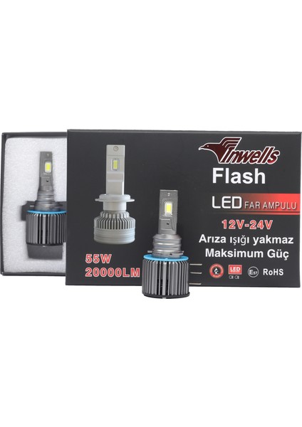 Inwells Yeni Flash Csp LED Xenon (Zenon) H15 20,000 Lümen Arıza Işığı Yakmaz 55 Watt fiyatları