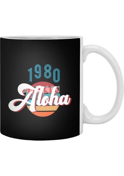 Retro Vintage Summer Aloha 1980 Beyaz Kupa