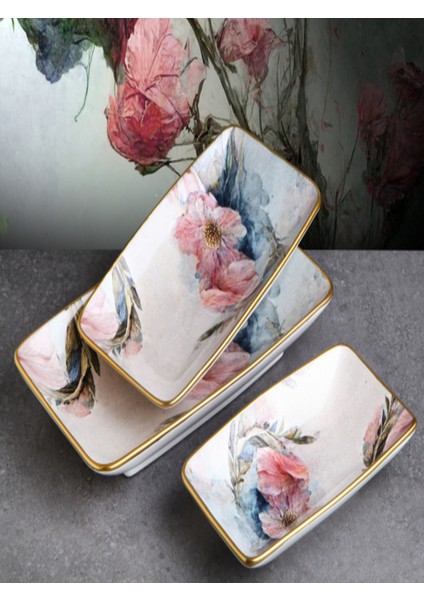 Seramik Kayık Seti 3lü Pink