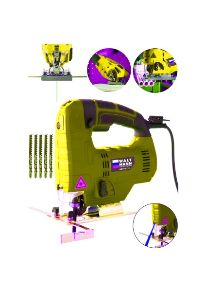 Waltmann Professional Devir Ayarlı Dekupaj Bıçkı Testere Makinası Bakır Sargılı Lazerli-Sarı