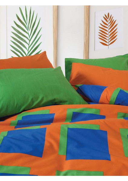 Cozy Home Popping Colors Çift Kişilik Lastikli Çarşaflı Nevresim Takımı Venus Mavi