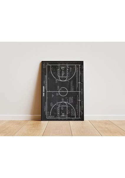 Tam Basket Sahası Ölçülü Tasarım Poster 30 x 42 Çerçevesiz