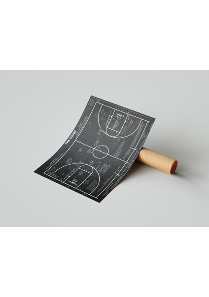 Tam Basket Sahası Ölçülü Tasarım Poster 30 x 42 Çerçevesiz