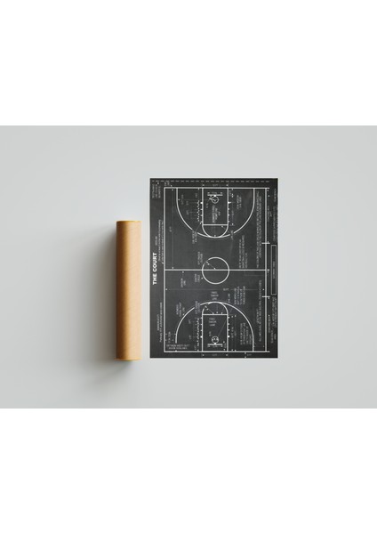 Tam Basket Sahası Ölçülü Tasarım Poster 30 x 42 Çerçevesiz