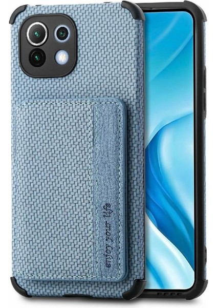 Xiaomi 11 Için Kılıf Standı Fonksiyonu Rfıd Engelleme Manyetik Kart Tutucu (Yurt Dışından)