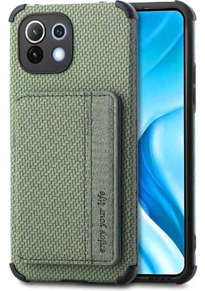 Xiaomi 11 Için Kılıf Standı Fonksiyonu Rfıd Engelleme Manyetik Kart Tutucu (Yurt Dışından)