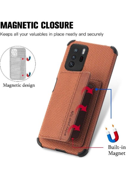Xiaomi Redmi Için Not 10 Pro 5g Standı Fonksiyonu Manyetik Kart Tutucu (Yurt Dışından)