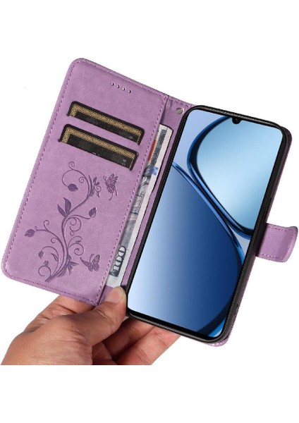 Realme C61 Kabartmalı Kelebek ve Kart Yuvası Cüzdan Telefon Kılıfı (Yurt Dışından) indirimleri